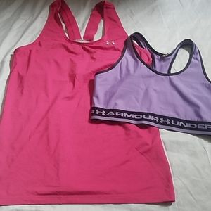 Under Armour Tank and Sports Bra Workout Bundle L
